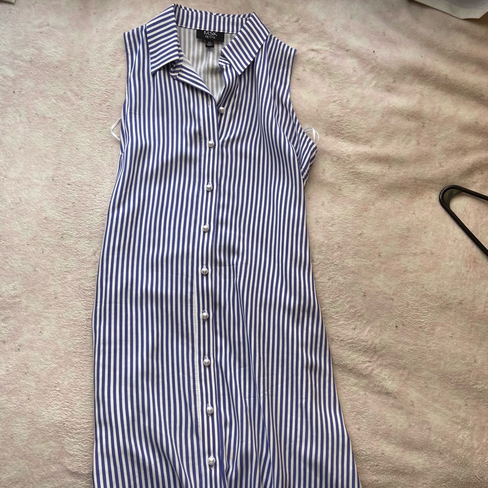 MSK Petite Navy Blue Striped Dress 🌊